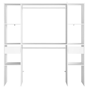 Elysee dressing blanc 2 penderies, 6 étagères, 2 tiroirs