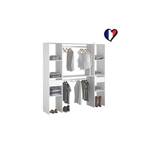 Elysee dressing blanc 2 penderies, 6 étagères, 2 tiroirs