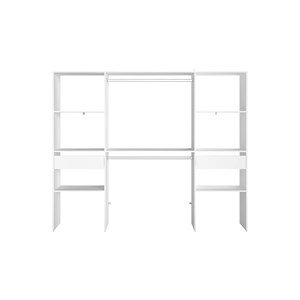 Elysee grand dressing blanc avec 2 penderies, 6 étagères et 2 tiroirs