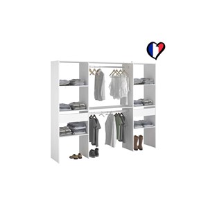 Elysee grand dressing blanc avec 2 penderies, 6 étagères et 2 tiroirs