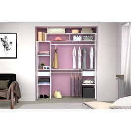 Elysee dressing blanc extensible avec 2 penderies, 4 étagères et 2 tiroirs