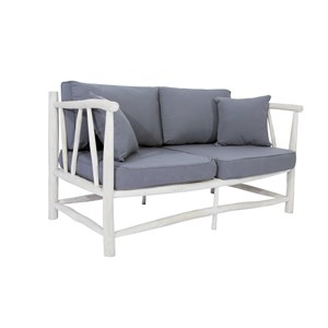 Moa - fauteuil 2 personnes en teck avec coussin gris