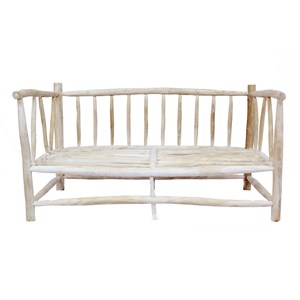 Moa fauteuil 2 personnes en teck avec coussin gris