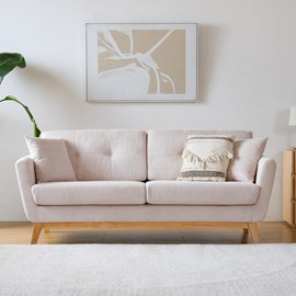 Hoga canapé scandinave 3 places velours côtelé beige