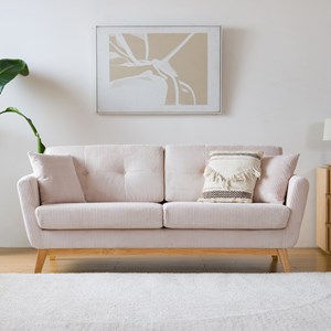 Hoga canapé scandinave 3 places velours côtelé beige