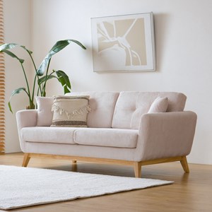 Hoga canapé scandinave 3 places velours côtelé beige