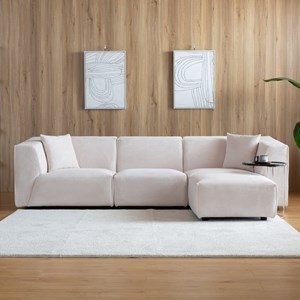 Monroe - canapé velours côtelé 4 places modulable beige