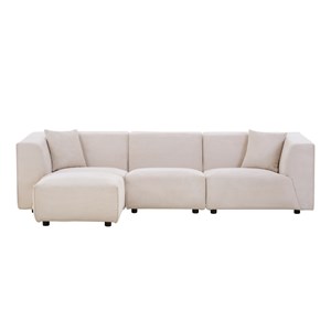 Monroe canapé modulable 3 places + 1 pouf velours côtelé beige