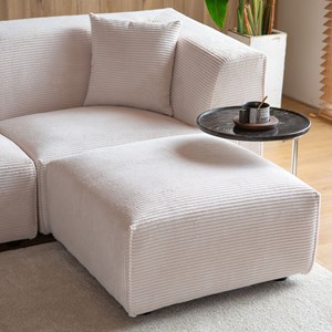 Monroe canapé modulable 3 places + 1 pouf velours côtelé beige
