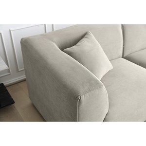 Monroe canapé modulable 3 places + 1 pouf velours côtelé gris clair