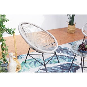 Acapulco salon de jardin 2 fauteuils ronds et table basse gris clair