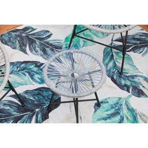 Acapulco salon de jardin 2 fauteuils ronds et table basse gris clair