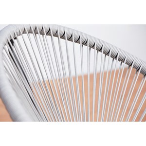 Acapulco salon de jardin 2 fauteuils ronds et table basse gris clair