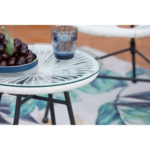 Acapulco salon de jardin 2 fauteuils ronds et table basse blanc