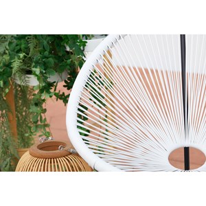 Acapulco salon de jardin 2 fauteuils ronds et table basse blanc