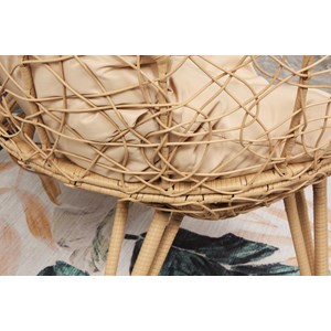 Jane fauteuil œuf sur pied en résine beige effet rotin