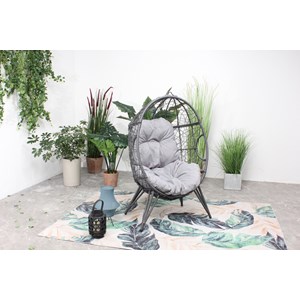 Jane - fauteuil œuf sur pied en rotin gris