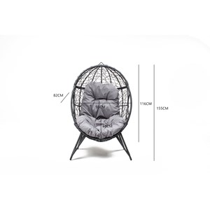 Jane fauteuil œuf sur pied en résine gris effet rotin