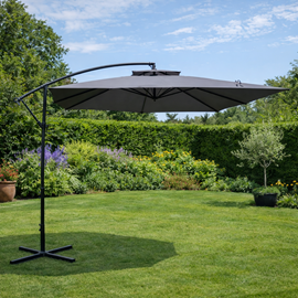 Capri parasol gris déporté carré 3 x 3 m