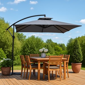 Capri parasol déporté carré gris 3x3 m