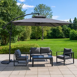 Capri parasol déporté carré gris 3x3 m