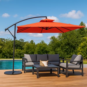 Capri parasol déporté carré terracotta