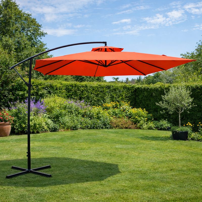Capri parasol terracotta déporté rond 2,95 x 2,95 m