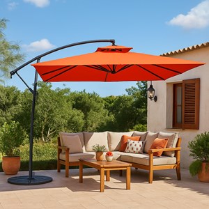 Capri parasol déporté carré terracotta