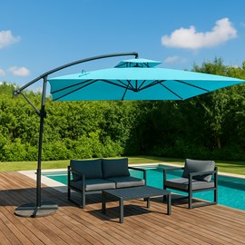 Capri parasol déporté carré bleu