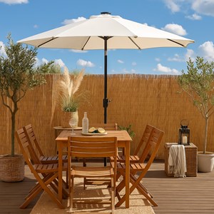 Manarola parasol droit rond led diamètre 3 m écru