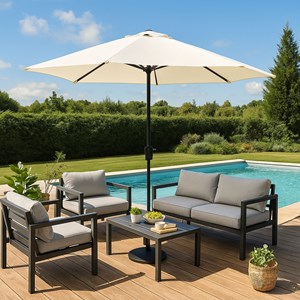 Manarola parasol droit rond led diamètre 3 m écru