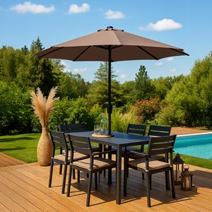 Manarola parasol marron rond 2,92 x 2,92 m led