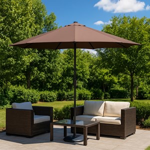 Manarola parasol droit rond led diamètre 3 m chocolat