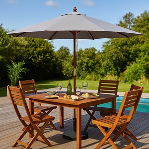 Napoli - parasol circulaire droit 2.7m gris en bois