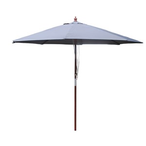Napoli parasol en bois rond diamètre 2,7 m toile grise