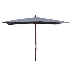 Pise parasol en bois rectangulaire toile grise