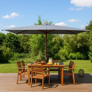 Pise parasol en bois rectangulaire toile grise