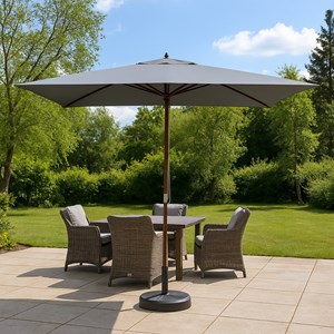 Pise parasol en bois rectangulaire toile grise