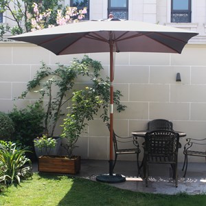 Matera - parasol carré droit 2.5x2.5 gris mât en bois