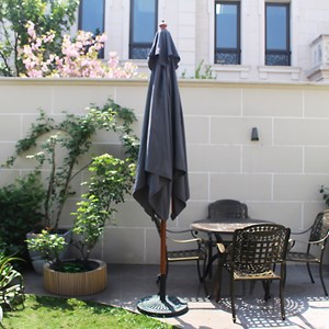 Matera parasol en bois carré toile grise