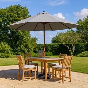 Cancun parasol en bois inclinable rond toile grise