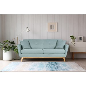 Hoga canapé 3 places scandinave et 2 coussins en tissu vert d'eau