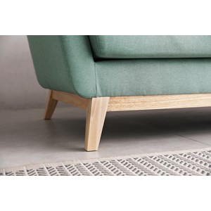 Hoga canapé scandinave 3 places et 2 coussins en tissu vert d'eau