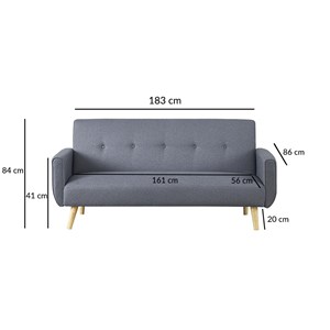 Berlin canapé scandinave convertible 3 places en tissu bleu canard