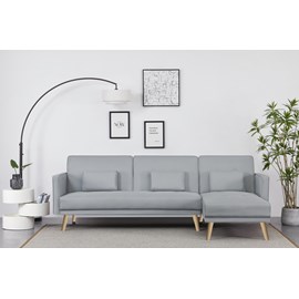 Grace canapé d'angle réversible et convertible 4 places en tissu gris