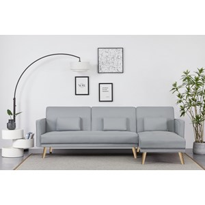 Grace canapé d'angle réversible et convertible 4 places en tissu gris