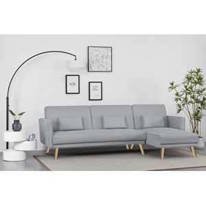Grace canapé d'angle réversible et convertible 4 places en tissu gris