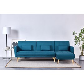 Grace canapé d'angle réversible et convertible 4 places en tissu bleu canard