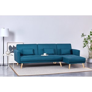 Grace canapé d'angle réversible et convertible 4 places en tissu bleu canard