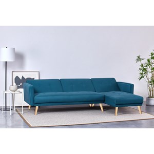 Grace canapé d'angle réversible et convertible 4 places en tissu bleu canard